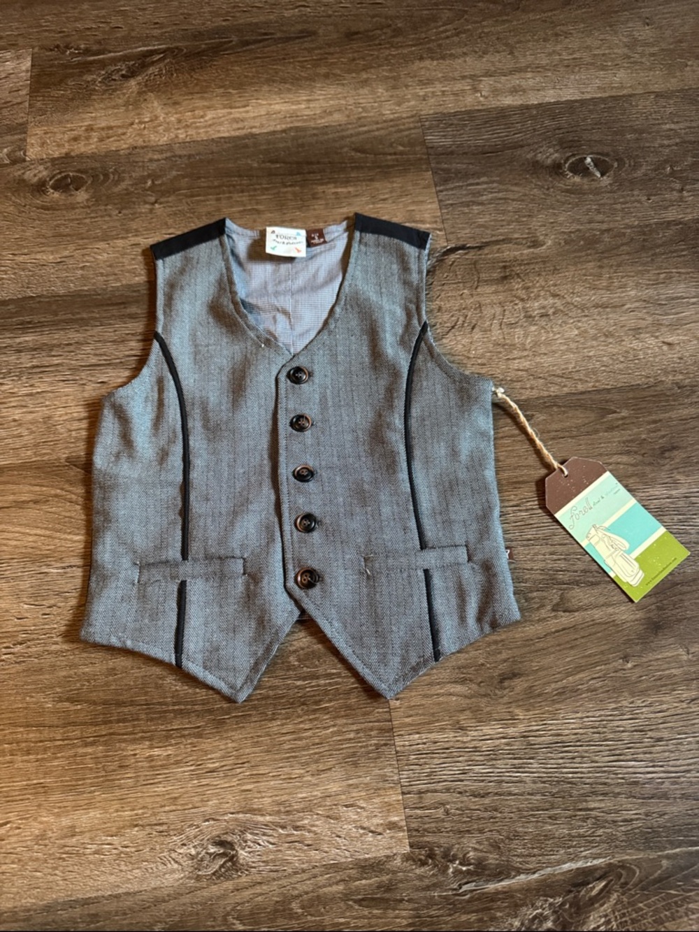 Fore!! Children's Boutique Grey Button Front Vest